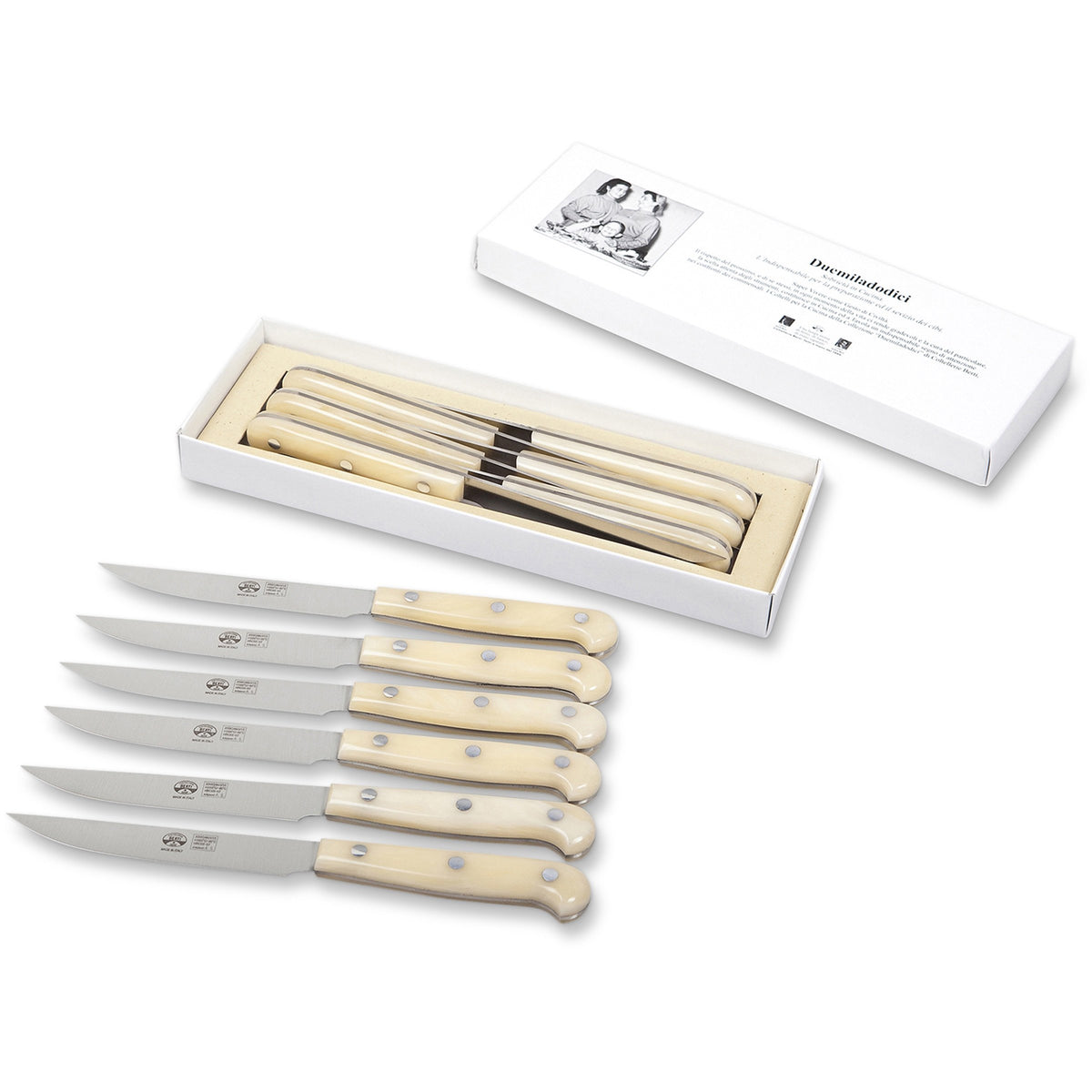 White Lucite Convivio Steak Knife Set, 6 Knives – Collecto