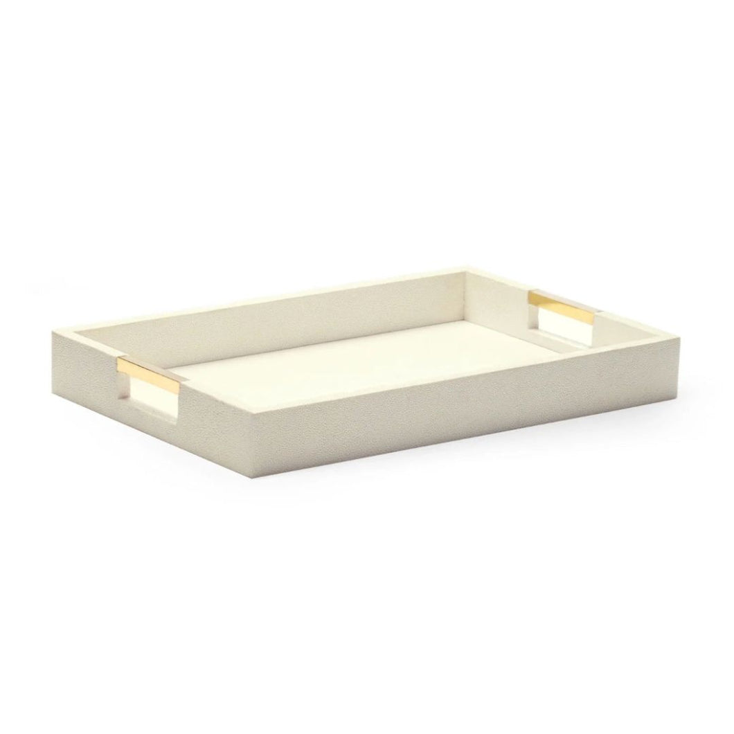 Modern Shagreen Cream Desk Tray