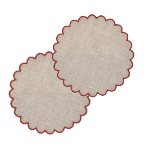 Onditas Natural & Red Coaster, Set of 4