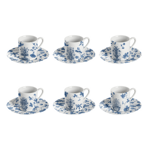 Garden Of Eden Espresso Cup & Saucer, Set of 6