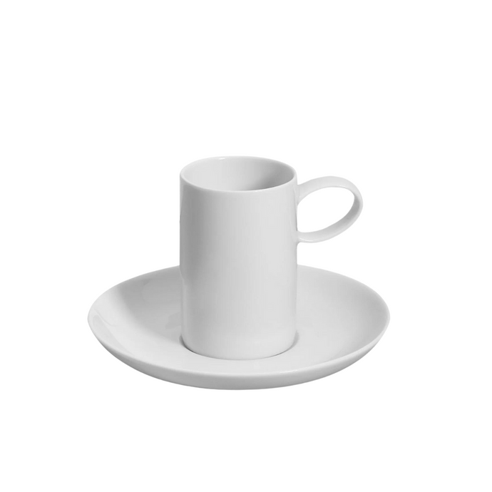 Domo White Coffee Cup & Saucer, Set of 4