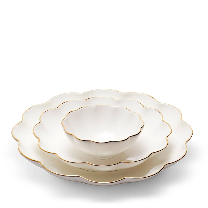 Scalloped Cream/Gold Nesting Dishes, Set of 3