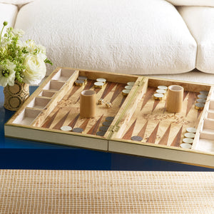 Shagreen Cream Backgammon Set