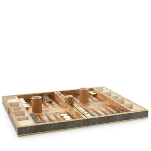 Shagreen Cream Backgammon Set