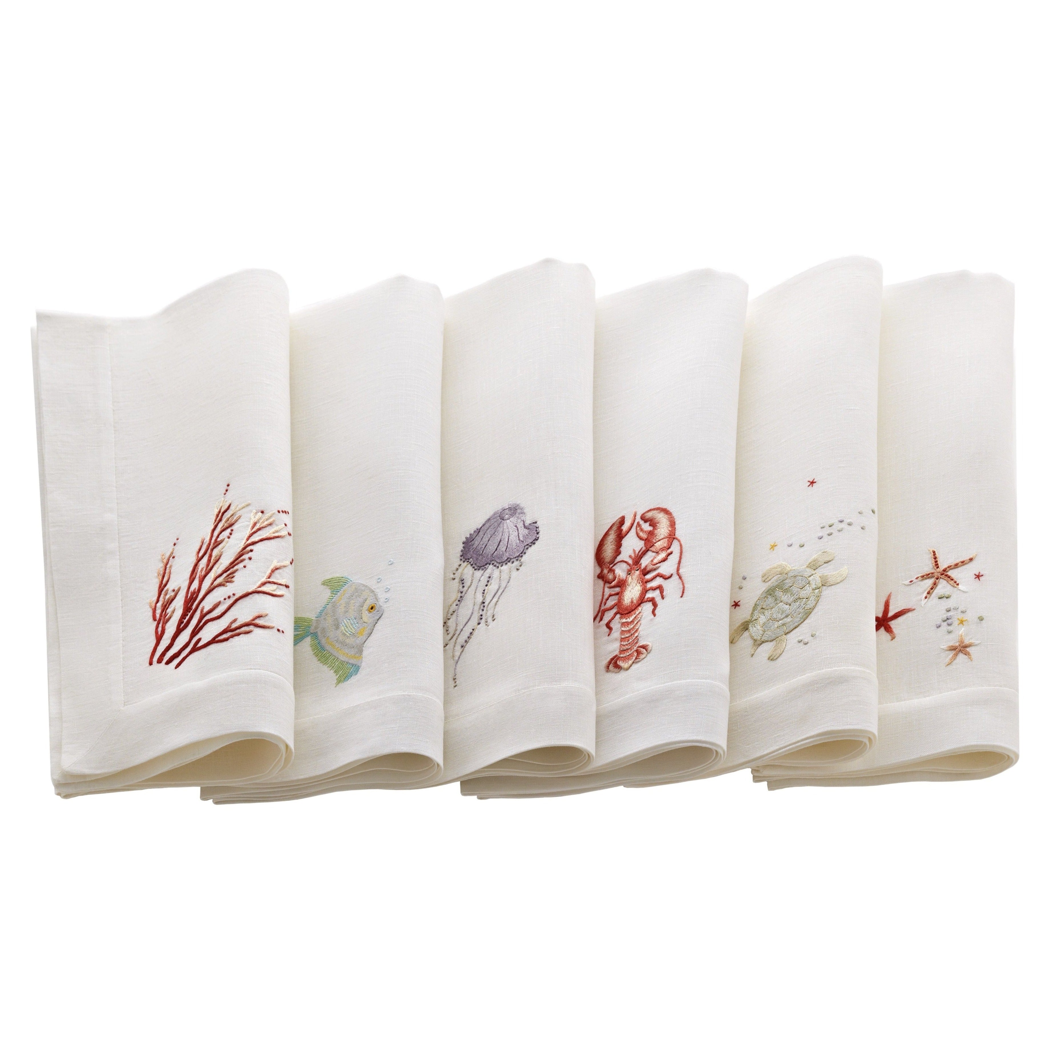 Colorful Crabs Kitchen Dish Towels, Ocean Animals, Sealife Tea